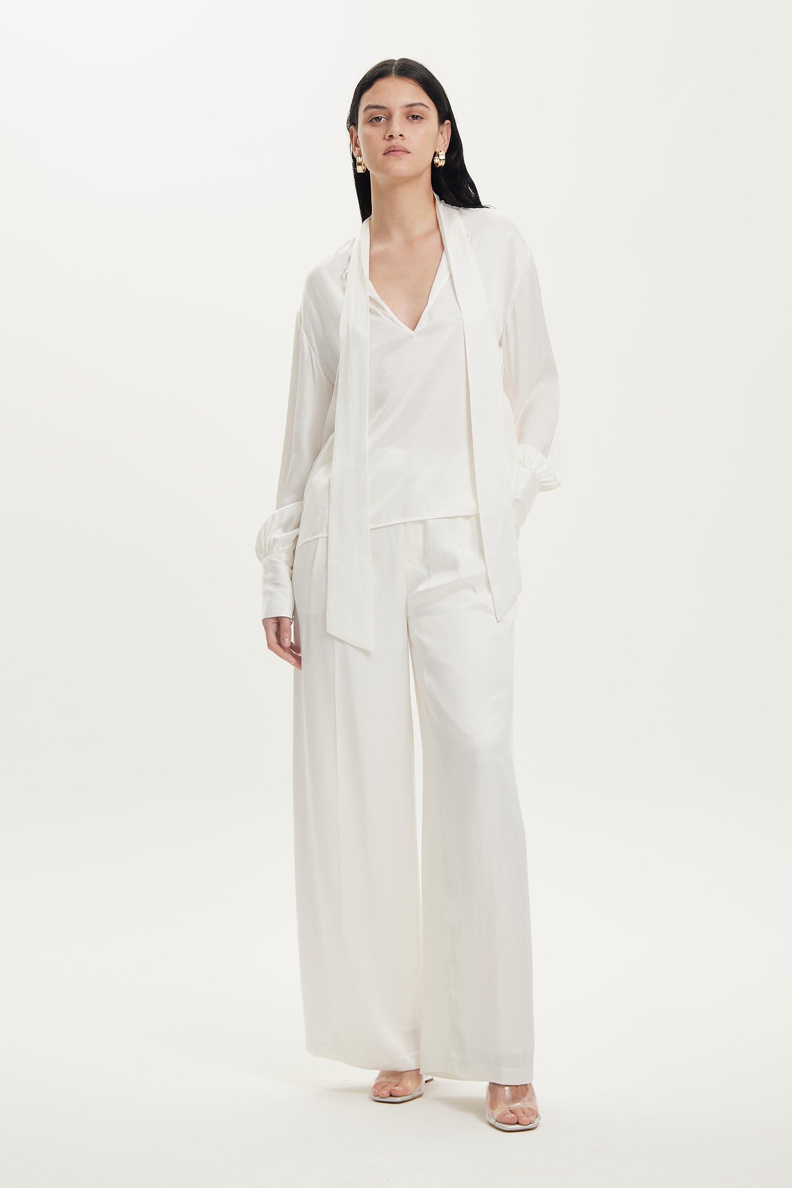 MAGNETIC TIE NECK BLOUSE OFF WHITE Third Form Women's Sale