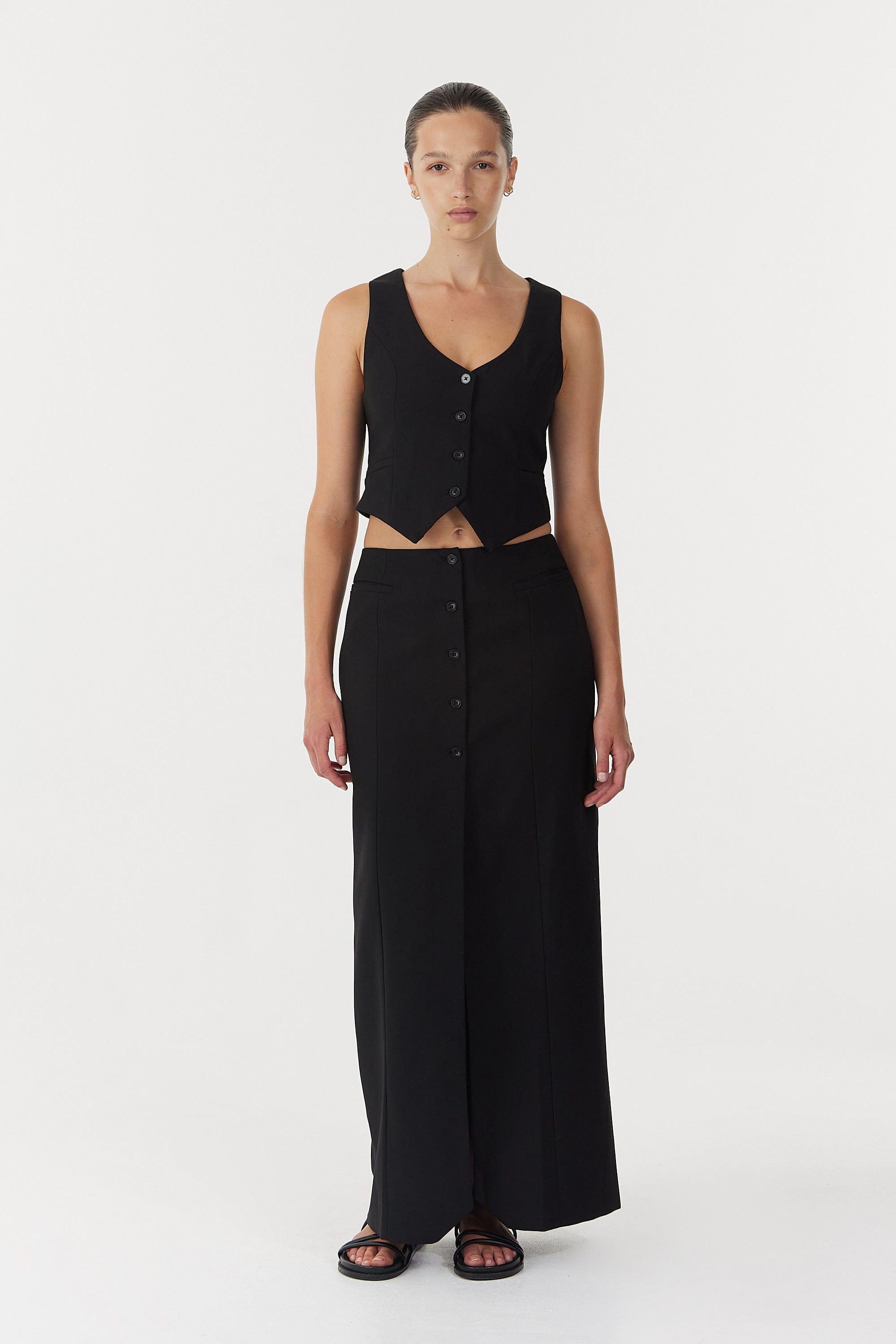 METROPOLIS TAILORED MAXI SKIRT BLACK