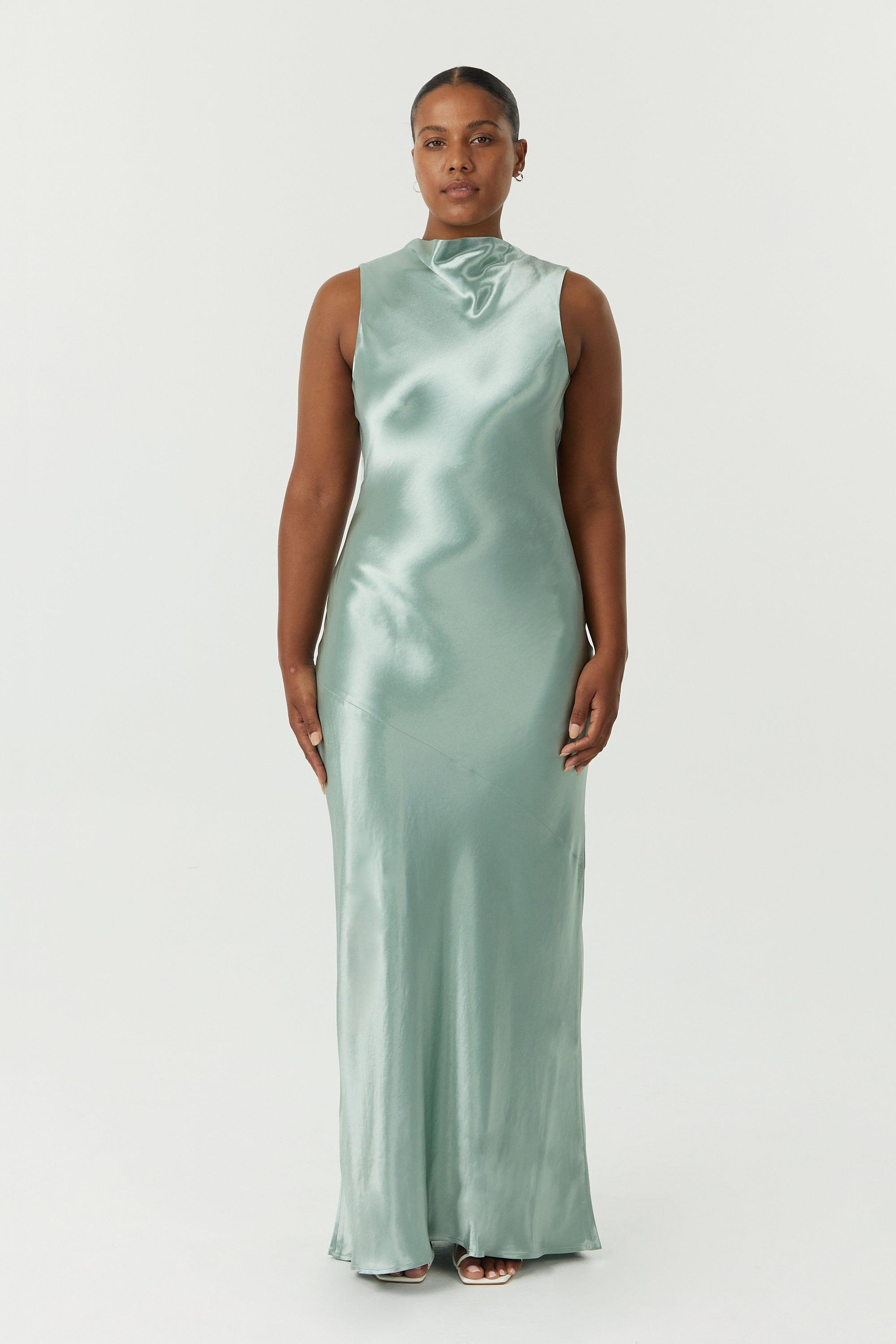 SATIN BIAS COWL BACK MAXI WAVE — THIRD FORM