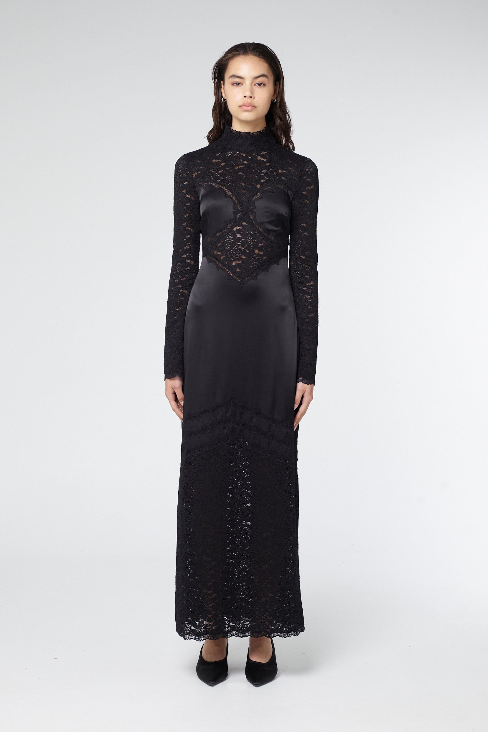 SERENADE LACE LONG SLEEVE DRESS | BLACK SERENADE LACE LONG SLEEVE DRESS | BLACK