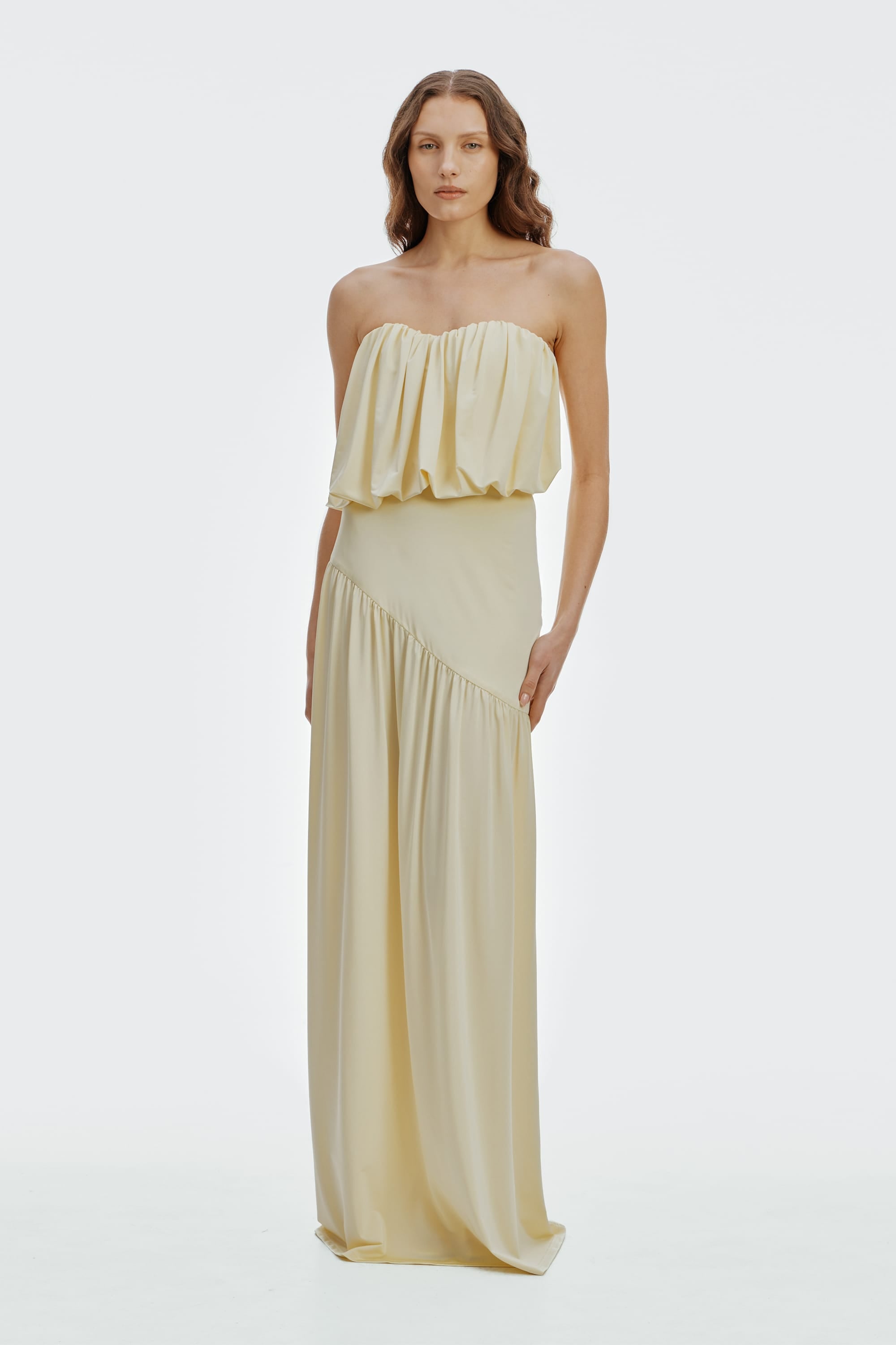 WITHHELD STRAPLESS FLOOR LENGTH DRESS | BUTTER YELLOW | THIRD FORM | Women's Australian Fashion WITHHELD STRAPLESS FLOOR LENGTH DRESS | BUTTER YELLOW | THIRD FORM | Women's Australian Fashion