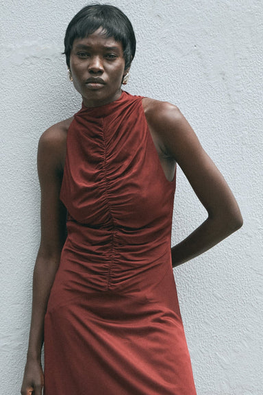ALLURE GATHERED TANK DRESS | CABERNET - THIRD FORM