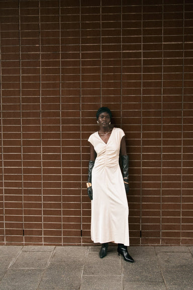ALLURE GATHERED TEE DRESS | BABY'S BREATH - THIRD FORM