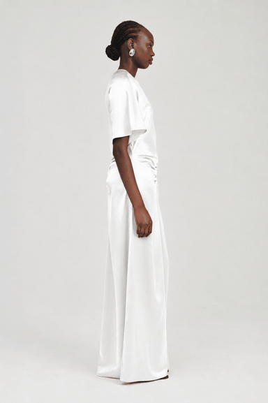 THIRD FORM ANCHORED FLOOR LENGTH DRESS | POWDER WHITE