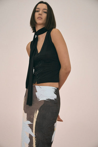 AURA BUTTON UP TANK TOP | BLACK - THIRD FORM