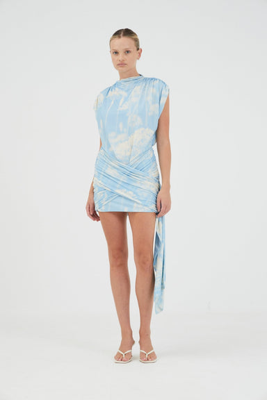AURA DRAPED MINI DRESS | FLORAL ILLUSION - THIRD FORM
