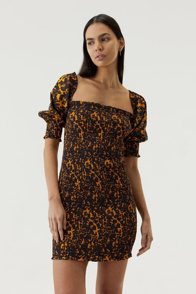 THIRD FORM BLUR OUT OFF SHOULDER DRESS | ORANGE BLUR