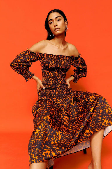 THIRD FORM BLUR OUT OFF SHOULDER TOP | ORANGE BLUR