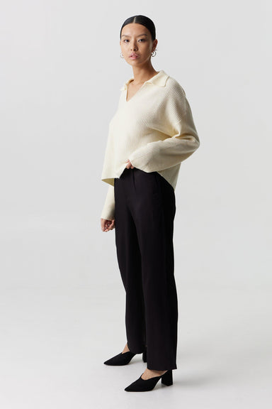 THIRD FORM BOUCLE COLLARED KNIT | CREAM