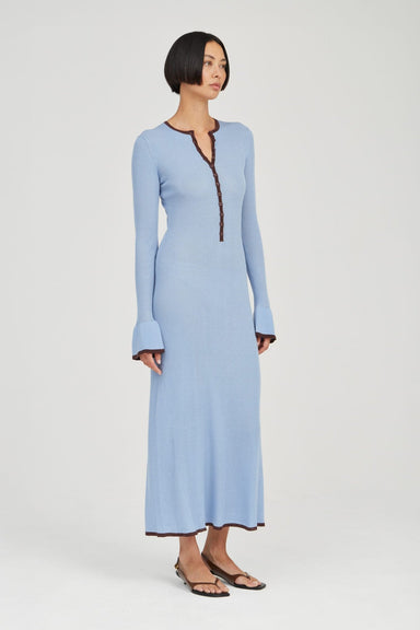 THIRD FORM BOUND KNIT LS DRESS | HAZE & COCOA
