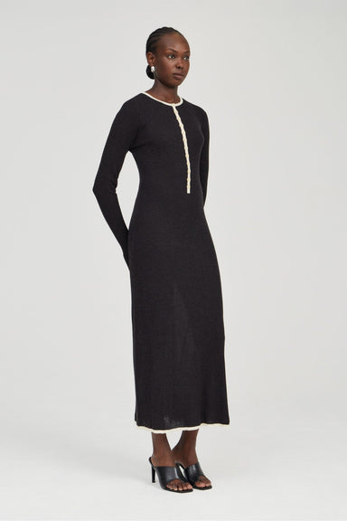 THIRD FORM BOUND KNIT LS DRESS | SOOT & SHELL