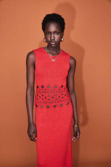 BREAK AWAY KNIT MAXI TANK DRESS | SCARLET - THIRD FORM