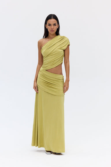 CRAVE ROUCHED FLOOR LENGTH DRESS | FIG - THIRD FORM