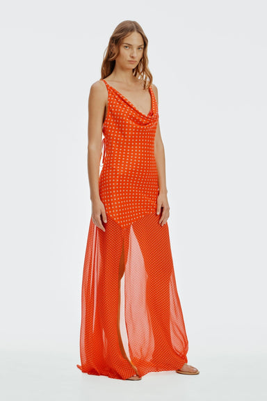 THIRD FORM Crossing Cowl Floor Length Dress| Poppy Polka