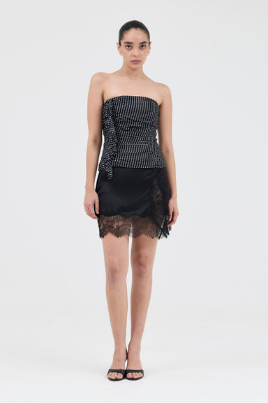 THIRD FORM Crossing Strapless Top | Black Polka