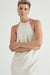 THIRD FORM CRUSH BIAS HALTER DRESS | CREAM