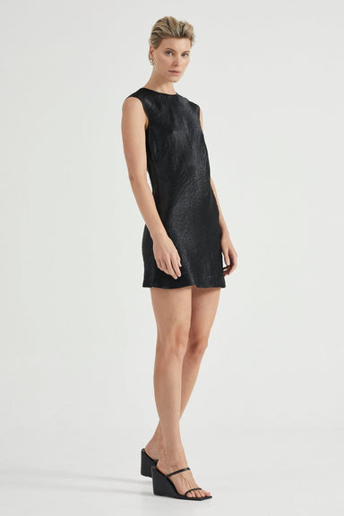 CRUSH BIAS MINI TANK DRESS | BLACK - THIRD FORM