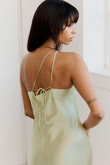 THIRD FORM CRUSH BIAS ONE SHOULDER MIDI | APPLE