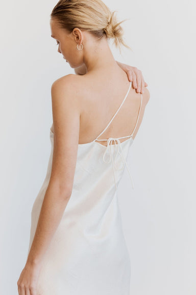 CRUSH BIAS ONE SHOULDER MIDI | CREAM - THIRD FORM