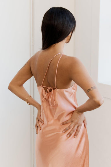 THIRD FORM CRUSH BIAS ONE SHOULDER MIDI | GUAVA