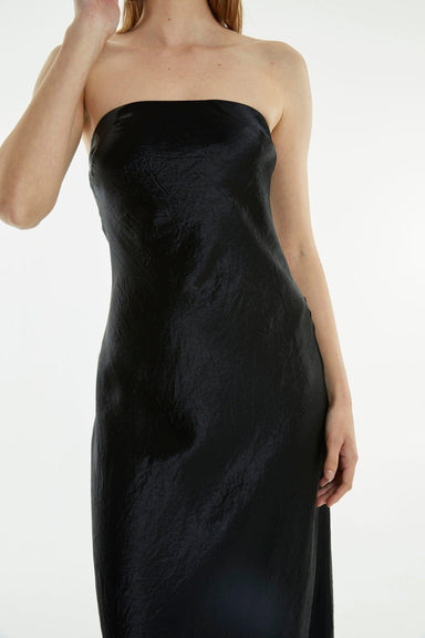 THIRD FORM CRUSH BIAS STRAPLESS DRESS | BLACK