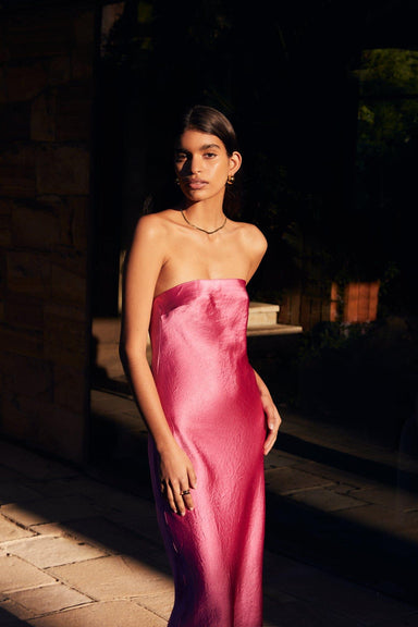 THIRD FORM CRUSH BIAS STRAPLESS DRESS | WATERMELON