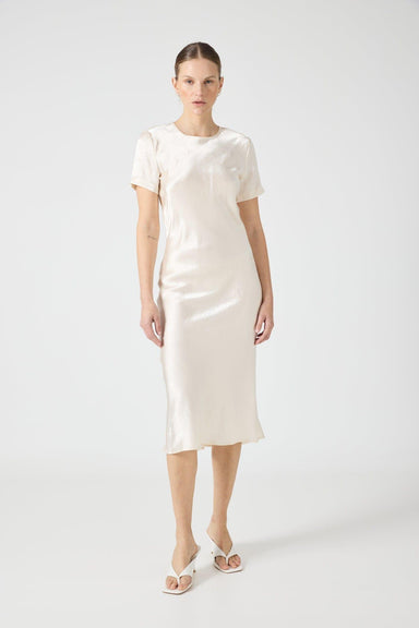 CRUSH BIAS TEE MIDI DRESS | CREAM - THIRD FORM