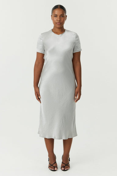 THIRD FORM CRUSH BIAS TEE MIDI DRESS | SILVER