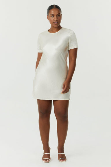 CRUSH BIAS TEE MINI DRESS | CREAM - THIRD FORM