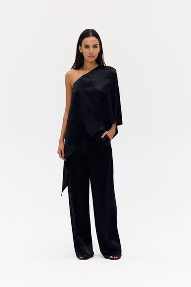 THIRD FORM CRUSH ONE SHOULDER CAPE | BLACK