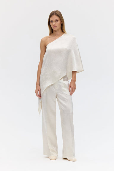 CRUSH ONE SHOULDER CAPE | CREAM - THIRD FORM