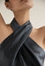 CRUSH WRAP NECK FLOOR LENGTH | GUNMETAL - THIRD FORM