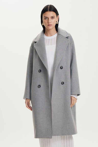THIRD FORM DOUBLE BREASTED COAT | GREY MARLE