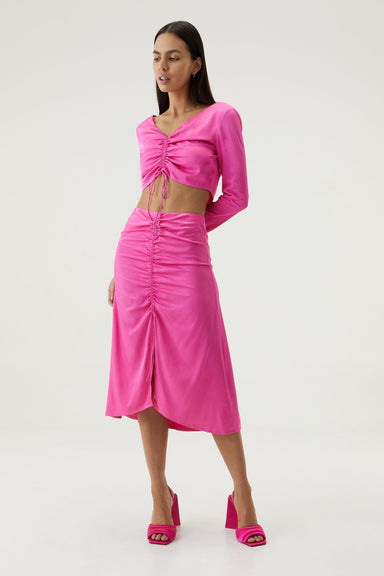 THIRD FORM DRAWN OUT MIDI SKIRT | LIPSTICK