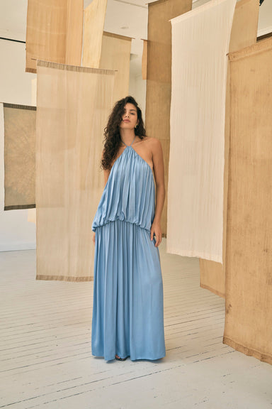 THIRD FORM DREAMT PETITE HALTER MAXI DRESS | LAPIS JERSEY