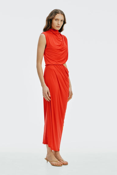 THIRD FORM Drift Drape Jersey Dress | Vermilion