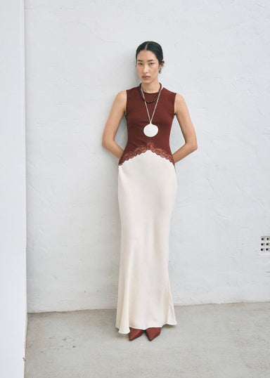 ECHO CONTRAST TANK DRESS | CRIMSON - THIRD FORM