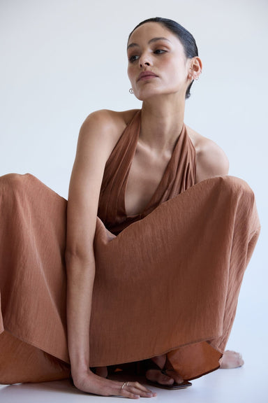 ECLIPSE HALTER DRESS | RUST - THIRD FORM