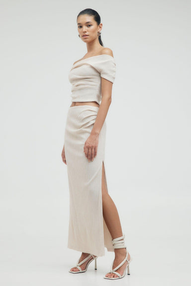 ELECTRIC TUCKED MAXI SKIRT | BONE - THIRD FORM