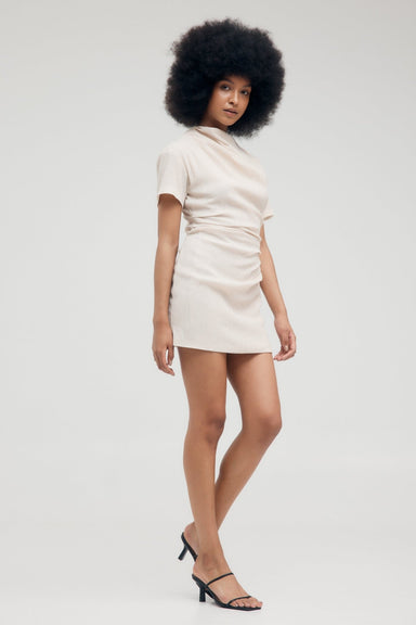 THIRD FORM ELECTRIC TUCKED TEE DRESS | BONE