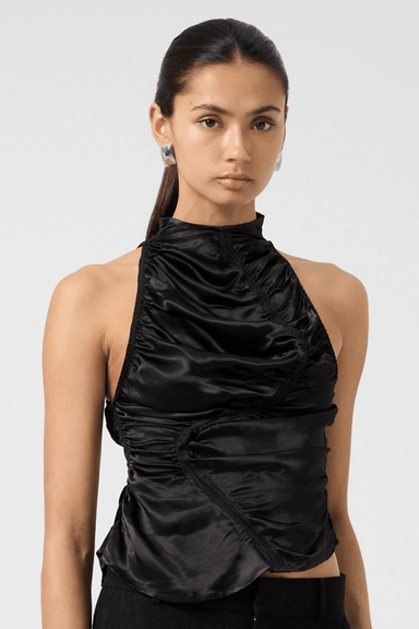 ELEMENTAL RUCHED TOP | BLACK - THIRD FORM