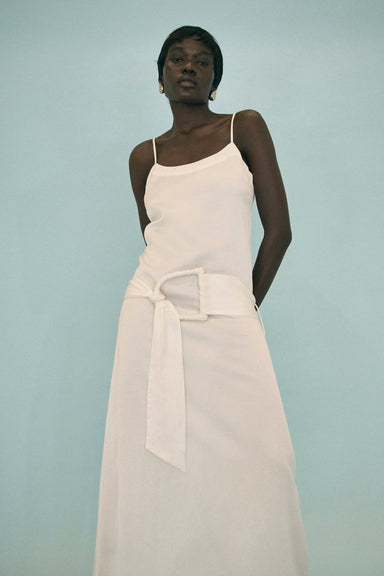 ELYSIAN BELTED MAXI DRESS | WHITE - THIRD FORM