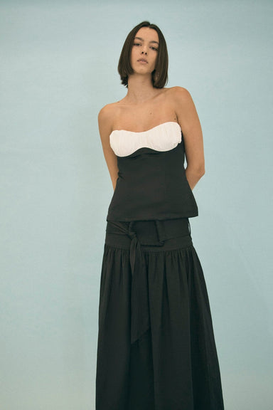 ELYSIAN STRAPLESS BODICE | WHITE/BLACK - THIRD FORM