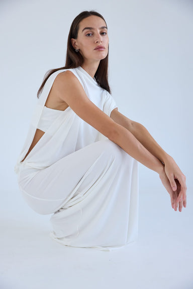 FALL AWAY FLOOR LENGTH DRESS | IVORY - THIRD FORM