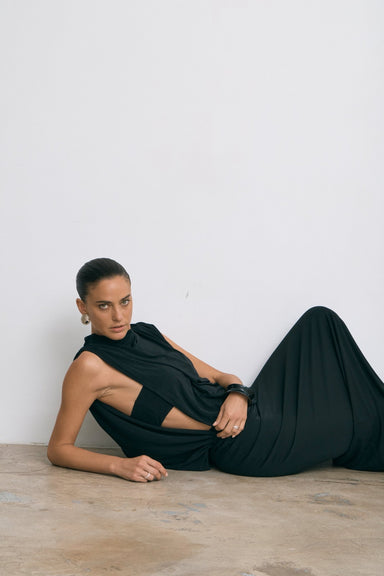 FALL AWAY FLOOR LENGTH DRESS | ONYX - THIRD FORM