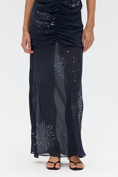 FLICKER BIAS MAXI SKIRT | SMOKE - THIRD FORM