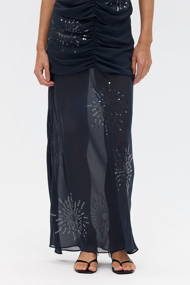 THIRD FORM FLICKER BIAS MAXI SKIRT | SMOKE
