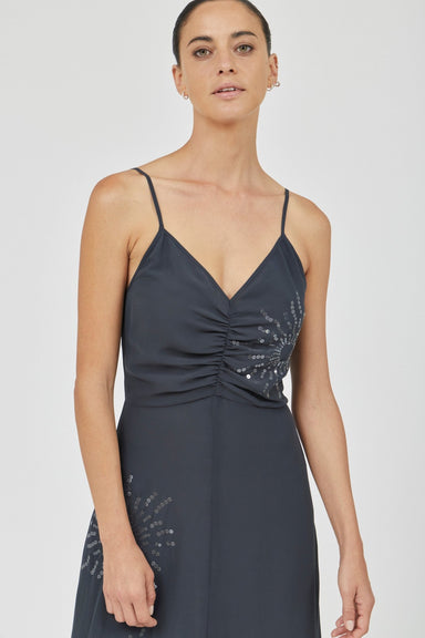 FLICKER MAXI SLIP DRESS | SMOKE - THIRD FORM