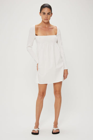 THIRD FORM FULL FORM SHIRRED BABYDOLL DRESS | OFF WHITE
