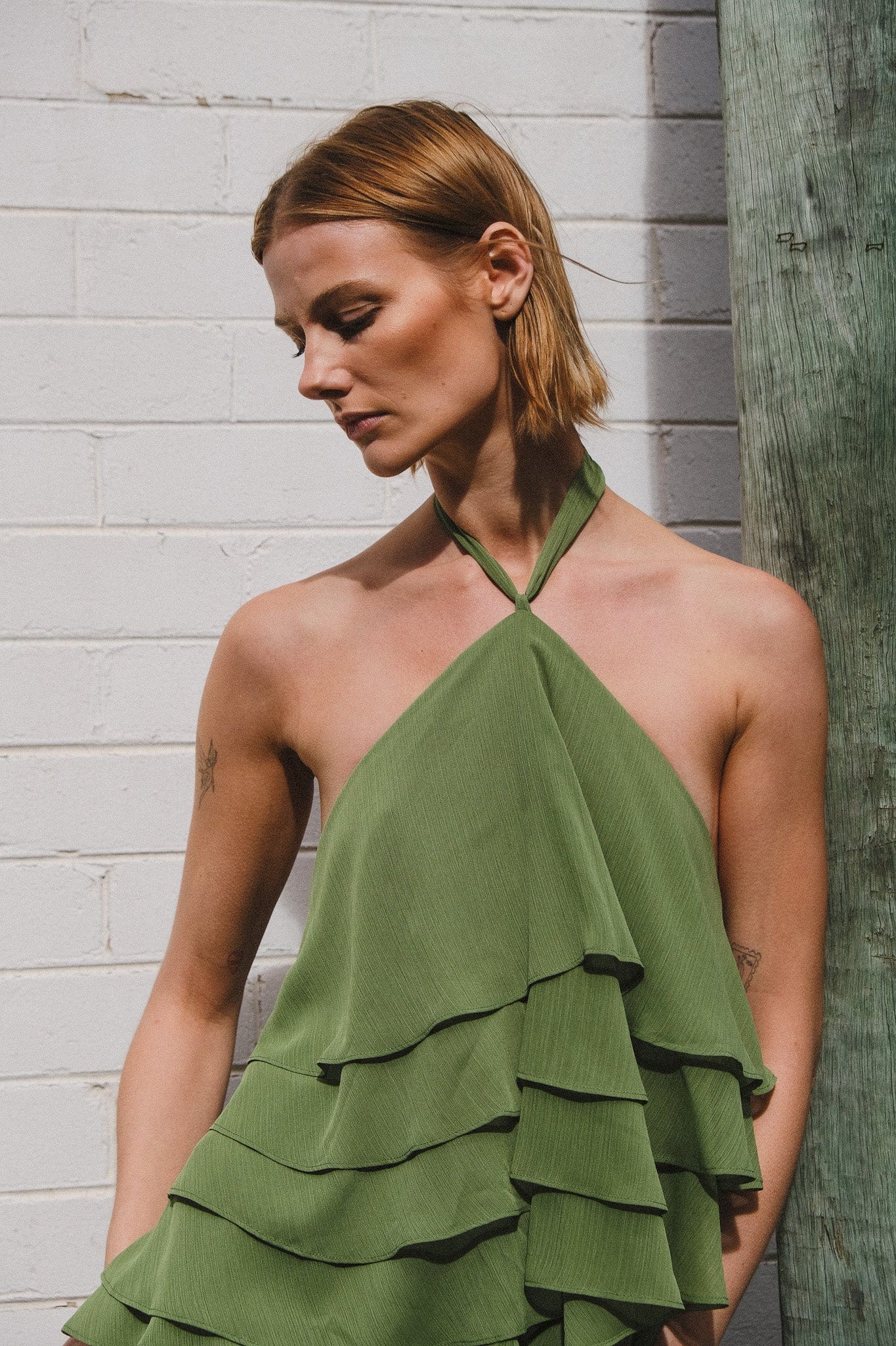 Third Form Gaia Sheer Ruffle Halter Dress GAIA TIERED MAXI DRESS | JUNIPER | THIRD FORM Third Form Gaia Sheer Ruffle Halter Dress GAIA TIERED MAXI DRESS | JUNIPER | THIRD FORM